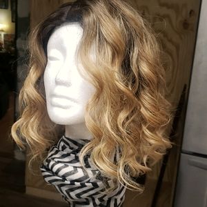 Honey Blonde curly wig